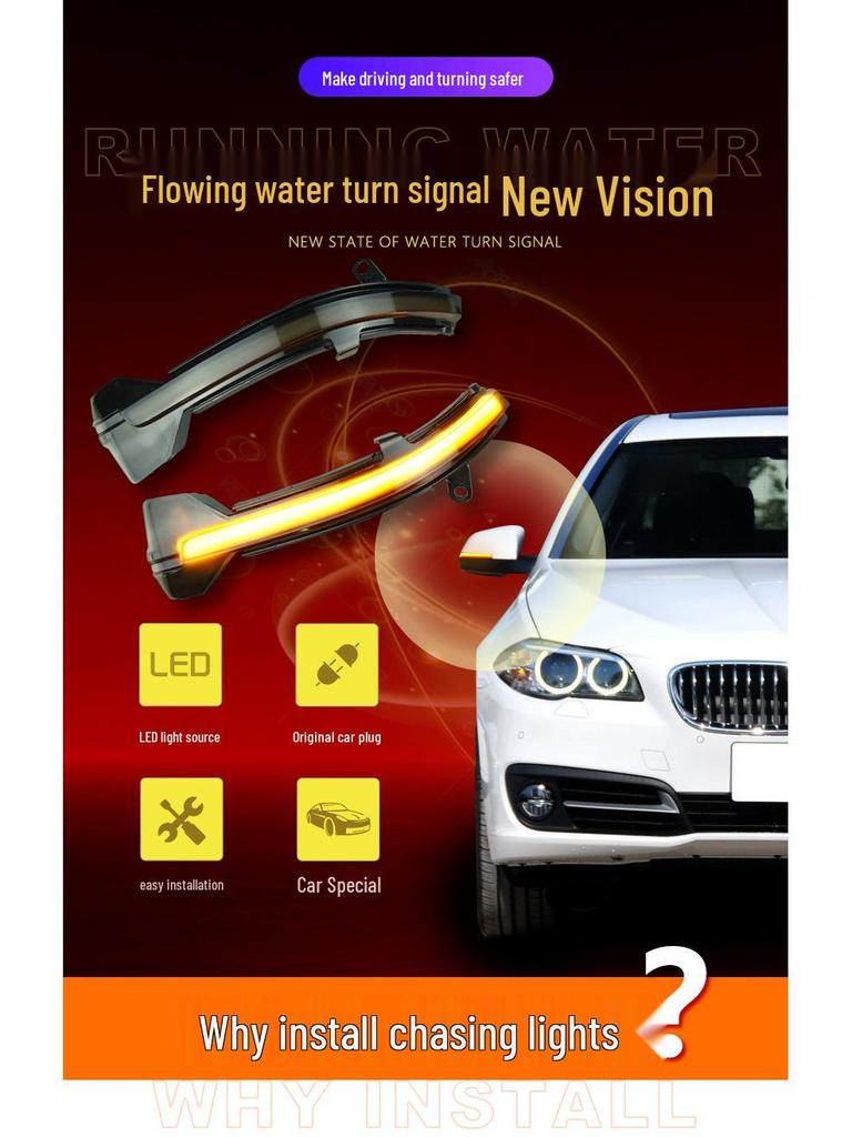 BMW 6 Series (2011-2017) Rearview Mirror Sequential Blue Turn Signal Light Modification