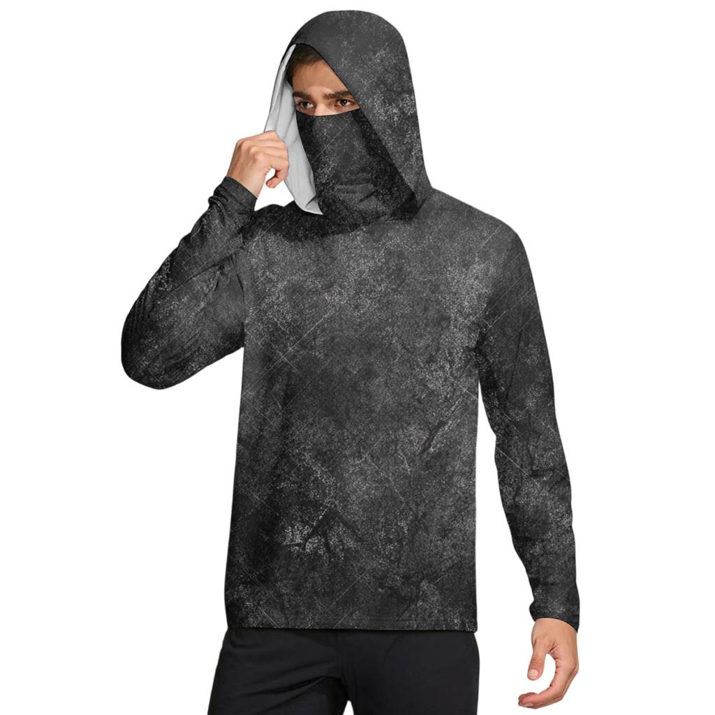 Men's Shirt With Mask Lightweight Long Sleeve Hooded Hiking Fishing Performance