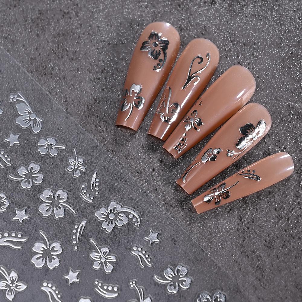 Cherry Blossom 3D Nail Stickers White Flower Petals Nail Art Decals Elegant Wedding Design Spring Sakura Manicure Slider Decor