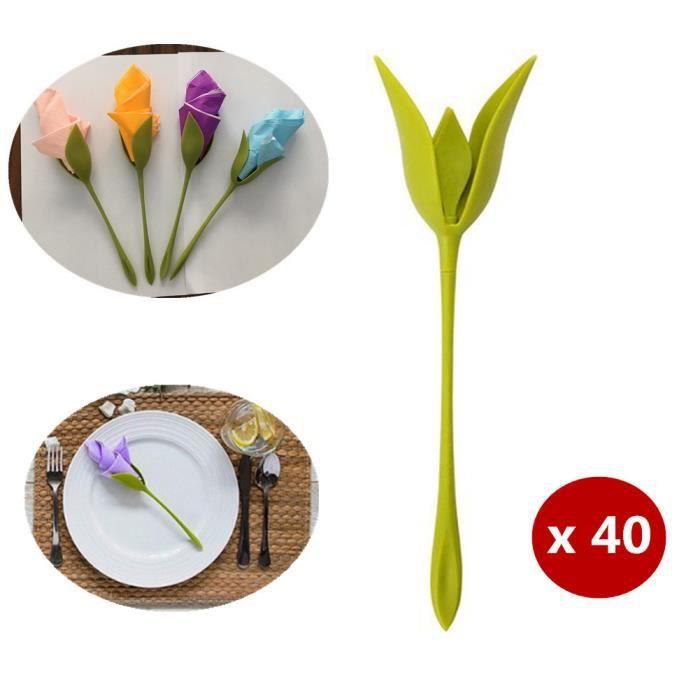 Lot de 40 pcs Porte Serviette de Table Fleur Art Créatif Service de Table Décor Fête Anniversaire Mariage Porte-serviettes