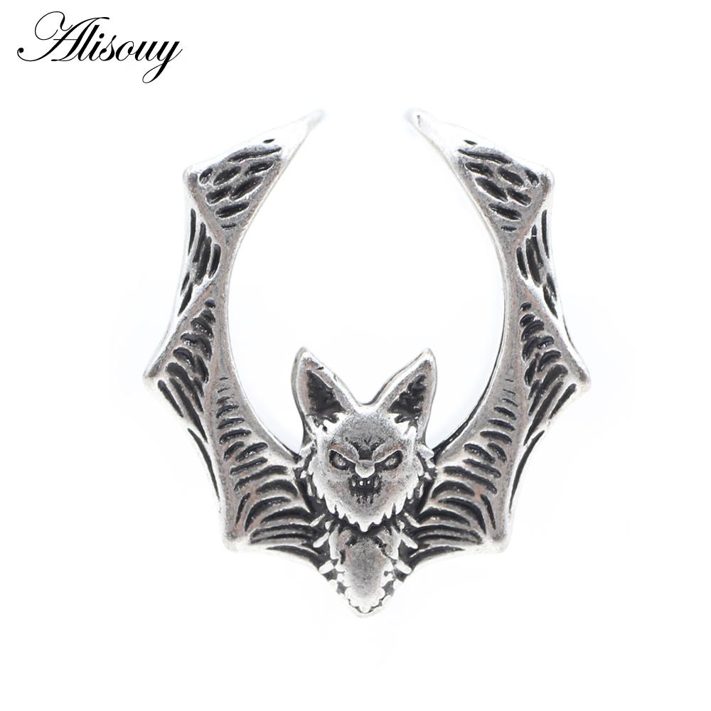 Alisouy 1PC Copper Alloy Casting Animal Bats Saddle Ear Tunnels Plugs Expander Stretcher Gauges Earrings Piercing Body Jewelry