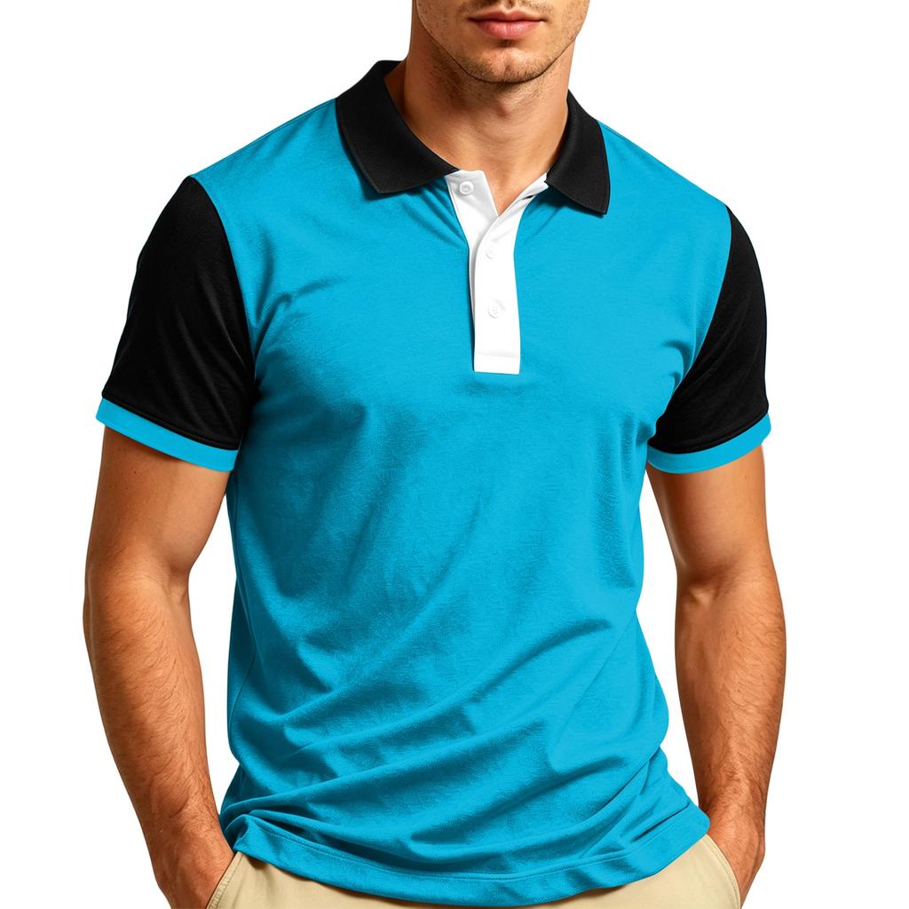 Maglietta Polo Casual da Uomo a Manica Corta con Collo T-shirt Tessuto Leggero Traspirante Morbido Top Estivo