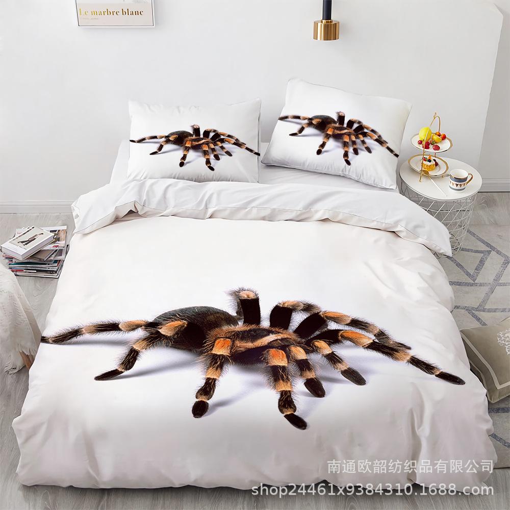Spider Quilt Set Three-Piece Polyester 90G Abraded 3D Digital Four-Piece Bedding Set