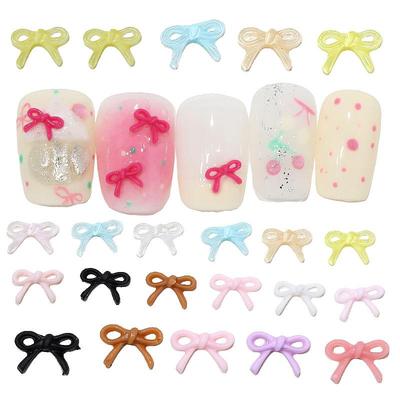 50Pcs Mixed Mini Bow Nail Charms Colorful 3D Resin Bowknot Nail Art Decoration Handcraft Accessories For Diy Manicure Salon