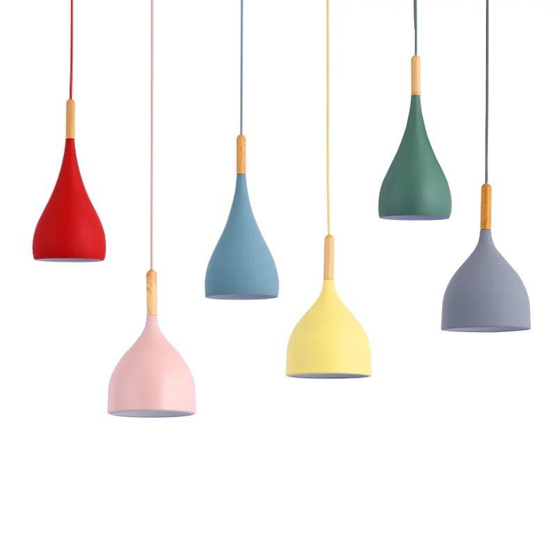 Modern Macaroon Pendant Lights Aluminum Suspension Hanging Lamp for Bedroom Bedside Dining Room Kitchen Cafe Island Decor