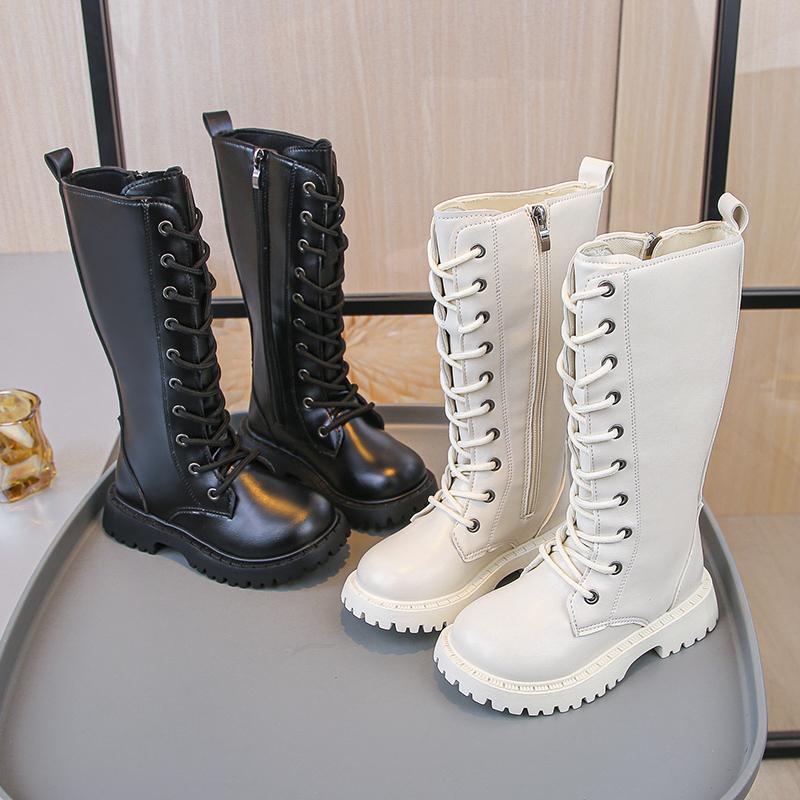 Children High Boots Soild Color Versatile Kids Long Boots Round Toes Soft Autumn Girls Boots Mid-calf Non-slip