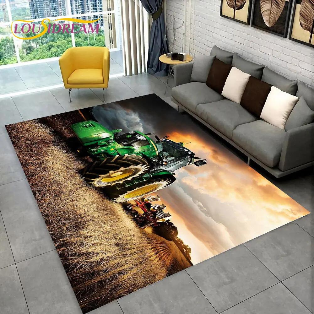 Truck Car Tractor Series Pattern Area Rug,Carpet Rug for Home Living Room Bedroom Sofa Doormat Decor,kids Non-slip Floor Mat 3D