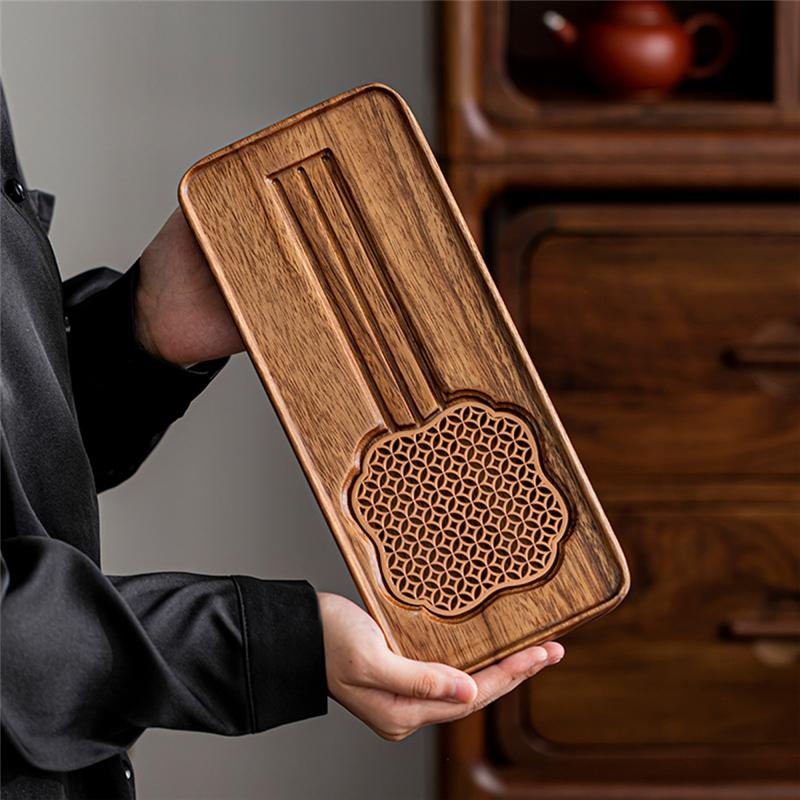 B97A-Solid Wood Walnut Tea Tray Dual-Purpose Dry And Wet Use Ideal For Tea Enthusiasts