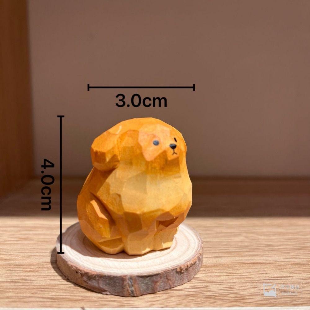 Home Desktop Decorations Handmade Wood Carving Dog Ornament Wooden Cute Handicrafts Puppy Sculpture Decoration Crafts