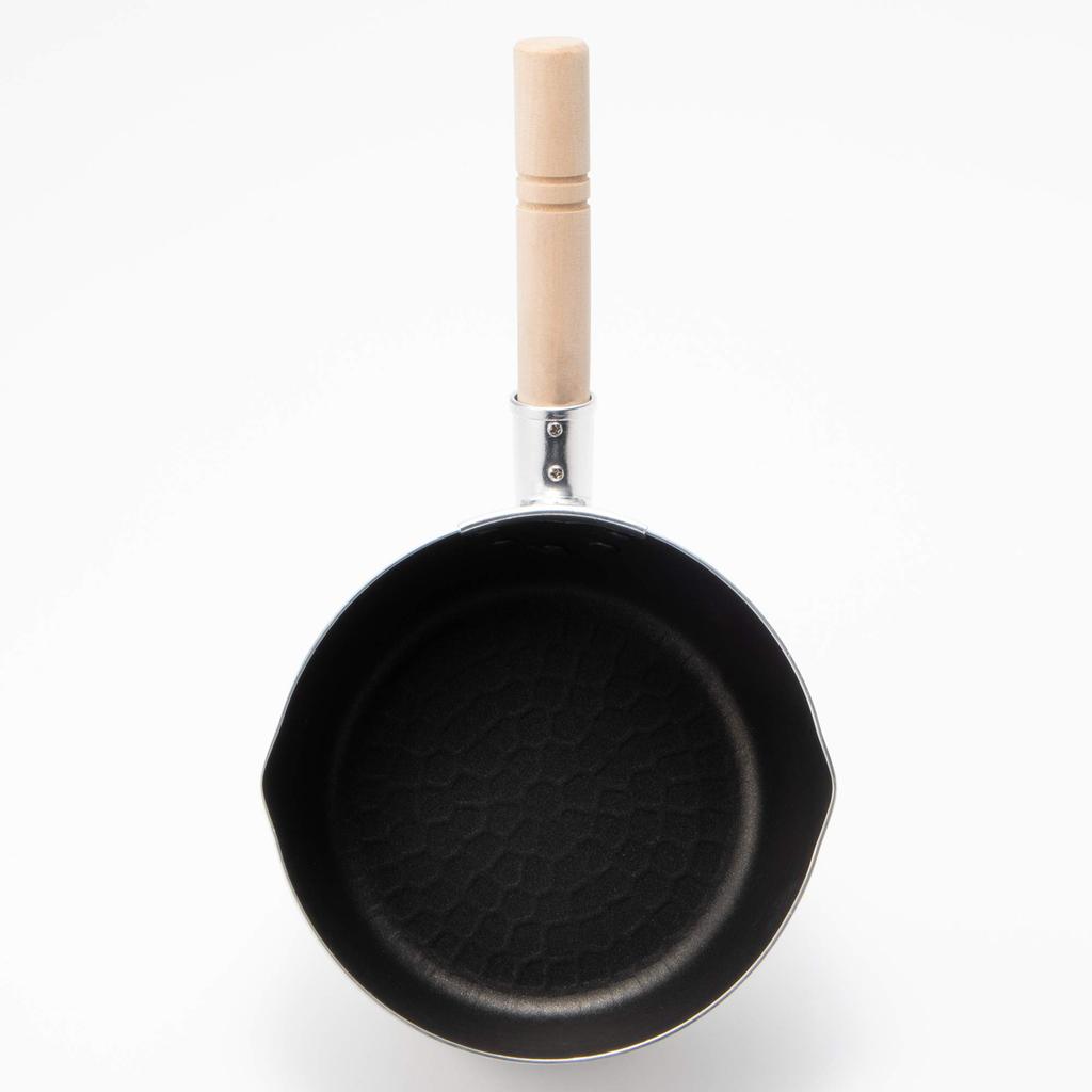 Endo Shoji Commercial Yukihira Pot 27cm Inner Surface Fluororesin Coating Aluminum Body Natural Wood Handle AYK8005