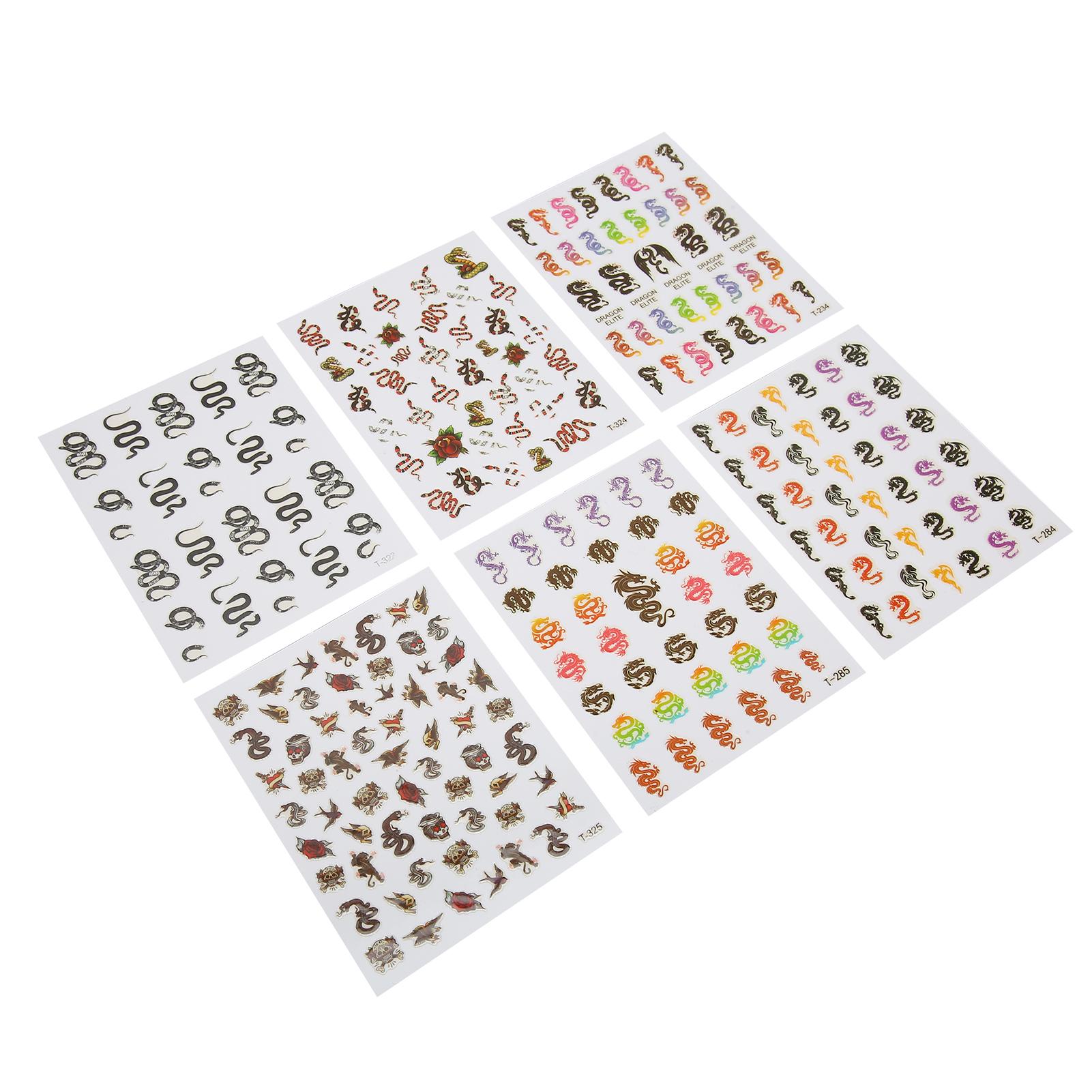 

6 листов Набор Наклейки для дизайна ногтей Самоклеящиеся наклейки с узором змеи DIY Аксессуары для дизайна ногтей