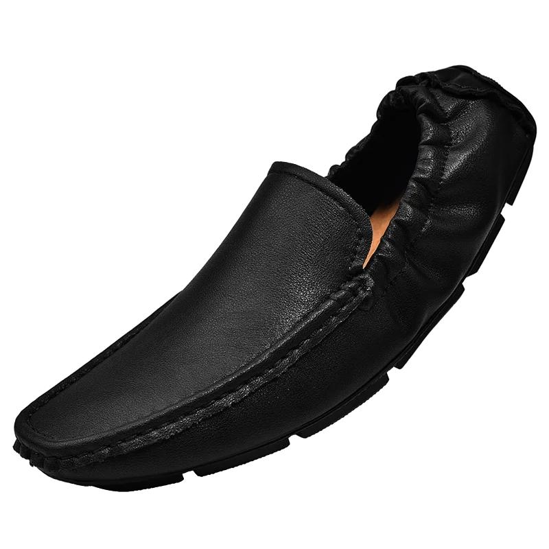 Fashion Genuine Leather Men Loafers Shoes High Quality Moccasins Driving Shoes Green Orange Office Shoes Casual Loafers Big Size 38-49