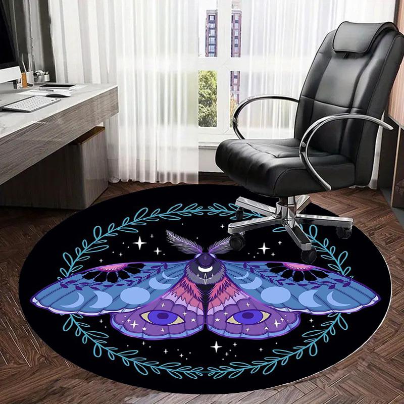 1pc Office Carpet Chair Mats Moonlit Moth Mandala Perfect for Decorating Office Chairs, Living Rooms, Or Bedrooms.YDT105