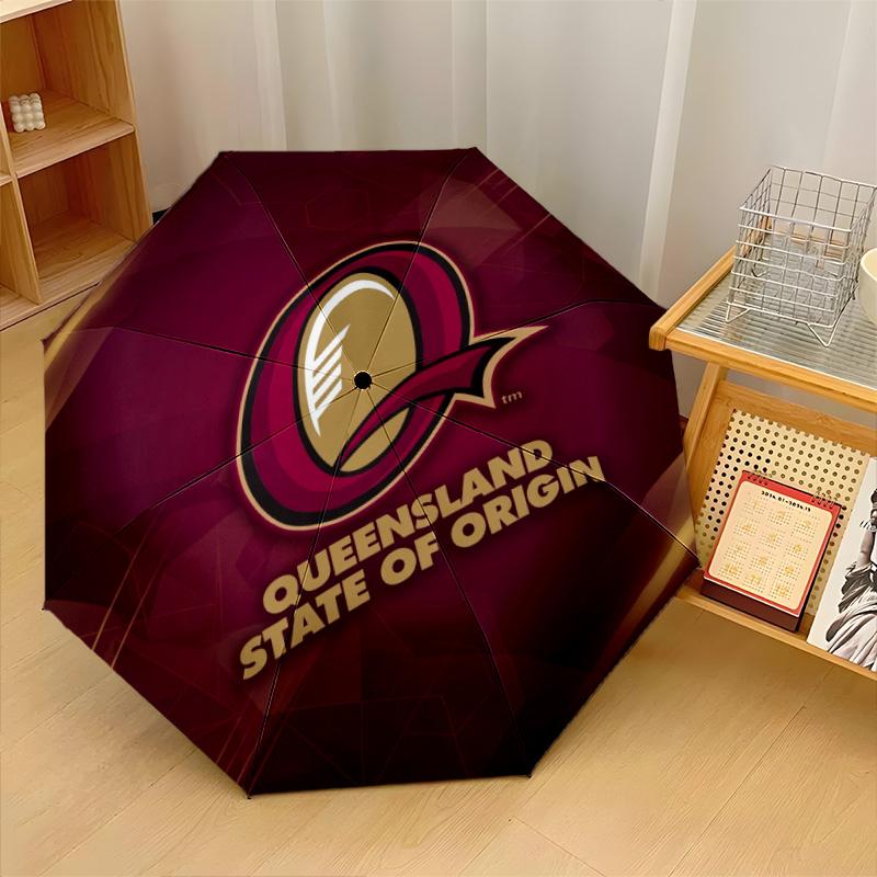 Queensland Maroons Print Auto 8?Ribs Folding Umbrella Wind Resistant Lightweight Automatic Umbrella For Daily Travel
