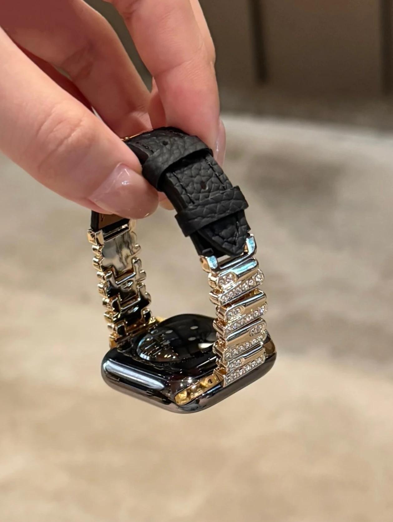 

Превосходная блестящая кожаная петля Для ремешка Apple Watch женские Серия Ultra 11/10/9/8/7 40мм 41мм 42мм 44мм 45мм 46мм Ремешок 38mm40mm41mm