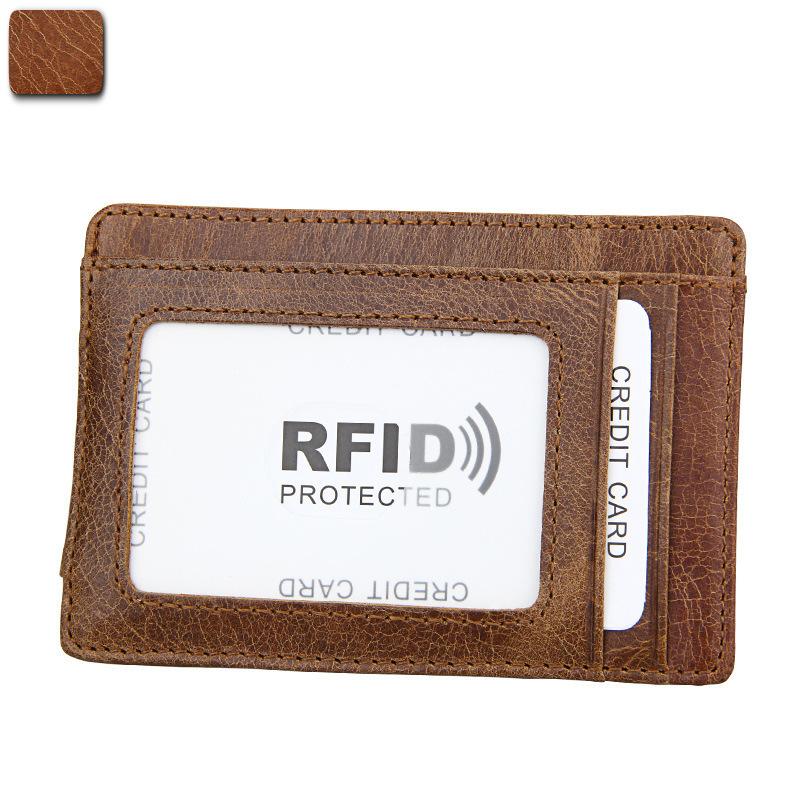 

Men and Women Vintage Genuine Leather wallet Casual Business RFID Short Hasp Card Holder coin purse Portable Travel Money Clip