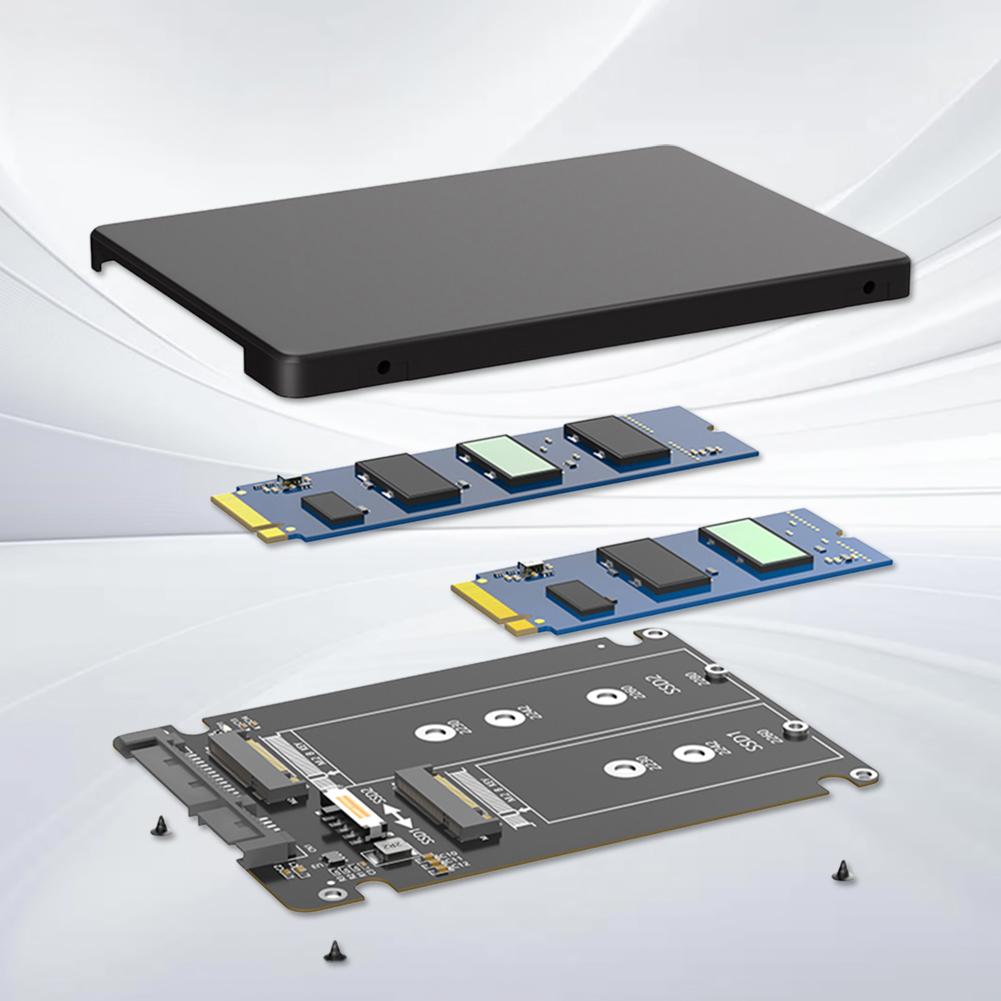 Dual M.2 B Key NGFF SSD To 2.5 SATA III Adapter M.2 SATA Adapter Driver-free Dual NGFF B Key M.2 SSD Card with Plastic Enclosure