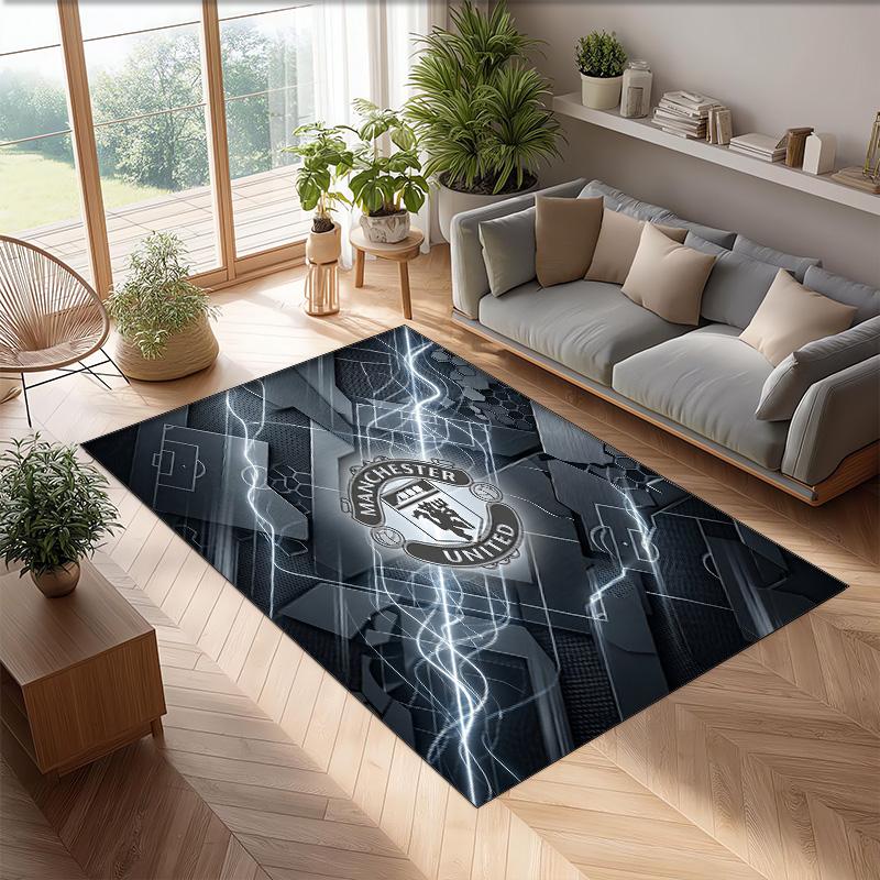 Tappeto in Flanella Stampato Manchester United Antiscivolo Morbido Poliestere Tappeto per Pavimento Tappetino Decorativo per Interni per Camera da Letto Soggiorno Divano