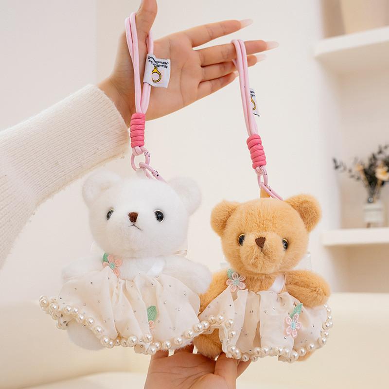 Bear Wear Dress Plush Keychain Stuffed Doll Pendant Backpack Gift Decoration