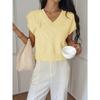 Y2K V Neck Short-sleeved T-shirt Women's Clothing 2025 Autumn and Winter Fashion Casual and Versatile
