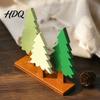 Holiday Desktop Ornament Wooden Christmas Tree Table Sign 3 Colors Pine Sign with Tabletop Accent Base Rustic Xmas Decoration for Party Theme