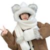 Scarf Autumn and Winter Women's Bear Ears Plush Warm Hat Gloves Integrated Cute Pullover Hat WJ