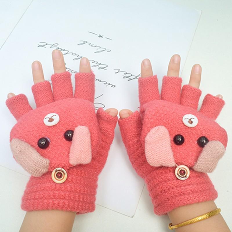 Winter Warm Fingerless Cartoon Gloves for Kids