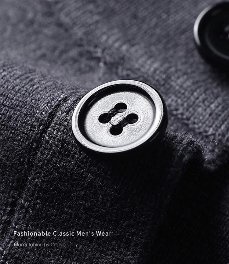 Douyin Herrstickad Rundhalsad Långärmad Knäppning Tröja