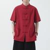 Herren Chinesischer Stil Vintage Locker Große Größe Kurzarm Lässig Baumwolle Leinen Hemd
