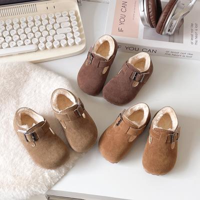 Zapatos de piel de felpa para niños y niñas, de algodón, con suela suave, cálidos y antideslizantes, planos, para invierno 2024.
