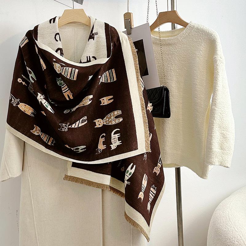 Women's Korean Style Cashew-Patterned Winter Scarf Shawl