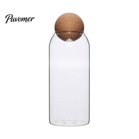 Gift for Home Organization Glass Storage Jar with Wooden Ball Cork Lid, Moisture-proof Airtight Food Heat Resistant Jars Container, Transparent