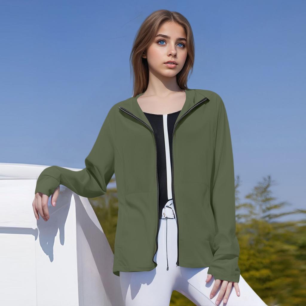 Women's Sun Shirt Ice Silk Hoodie Long Sleeve Outdoor Hiking Summer Coat