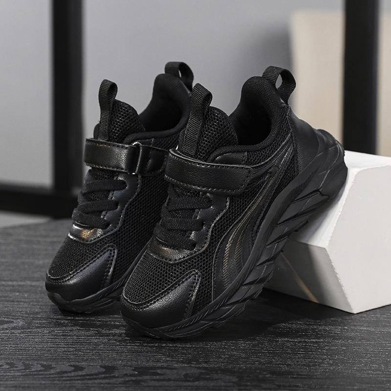 606 Kinder-Sneaker schwarz Frühling und Herbst neu Mesh Jungen kleine weiße Schuhe Mädchen weiße Laufschuhe Kreuz