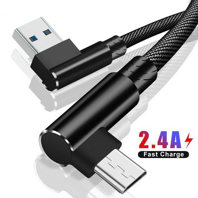 1M/2M/3M 90 Degree Micro USB Cable for Samsung XiaoMi HuaWei Fast Charging Charge Data Cord