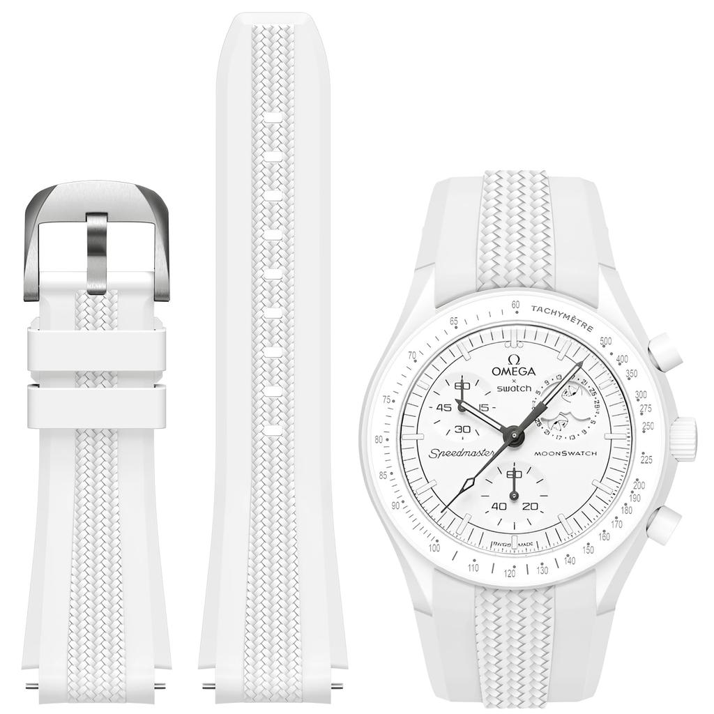 20mm Silicone Strap for Omega x Swatch Speedmaster Moonswatch No Gap Replacement Curved End Band for Omega X Swatch WatchBand\[[