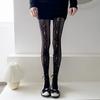 Women Hollow-Out Sheer Fishnet Pantyhose Japanese Style Sweet Bowknot JK Floral Lace Patterned Leggings Mesh Tights