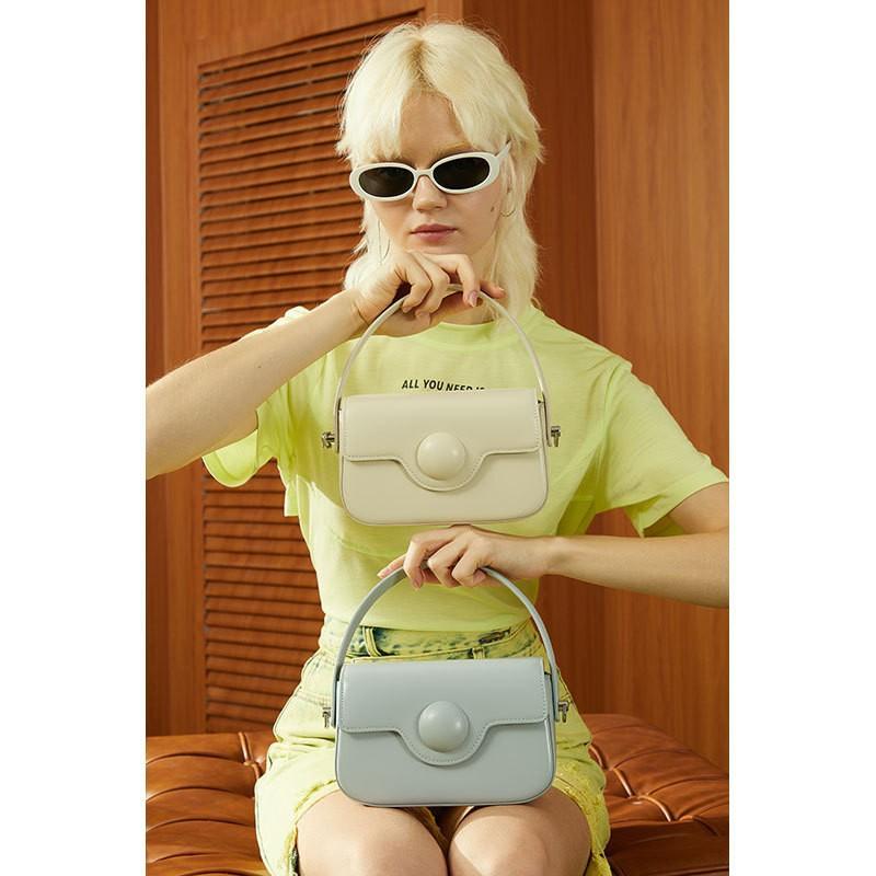 Premium small square bag, first layer cowhide shoulder messenger bag, OEM logo genuine leather women's bag