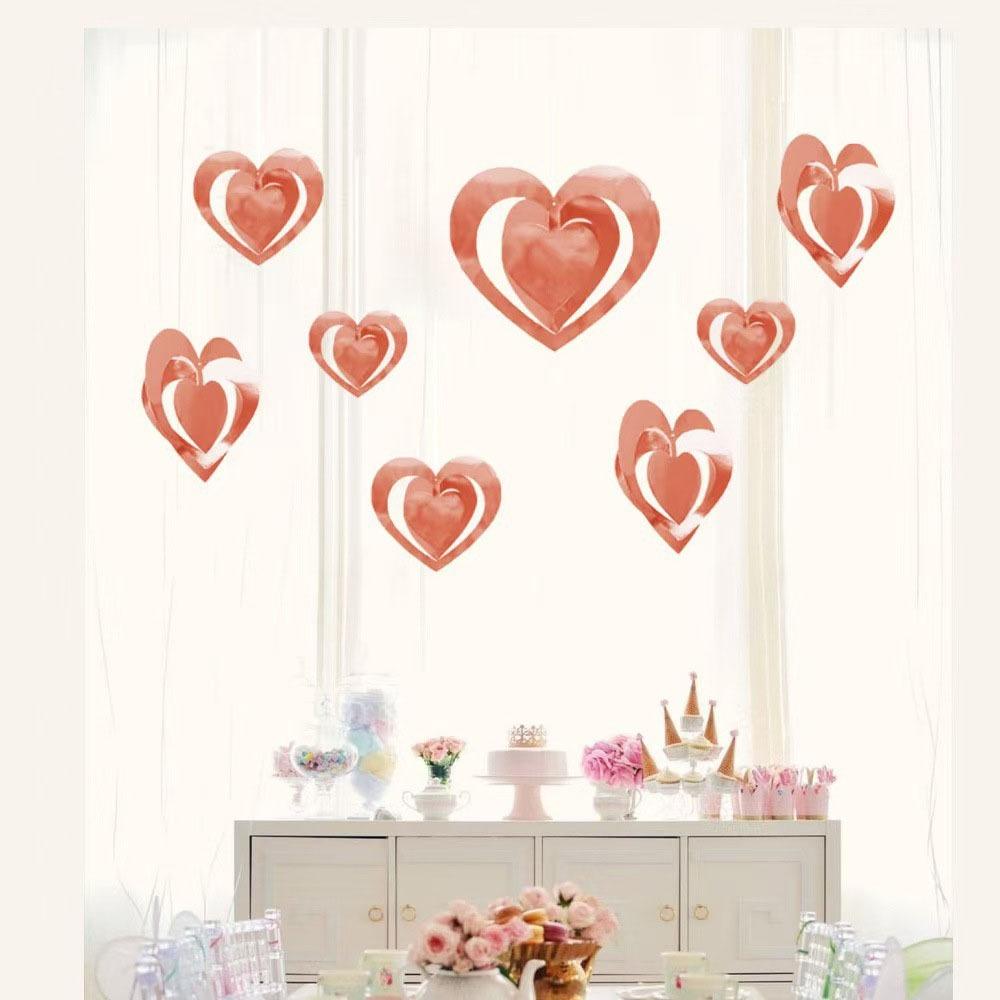 

16pcs Shinning Love Pendant 3D Home Hanging Ornament Heart Shaped Pendants Anniversary розового золота