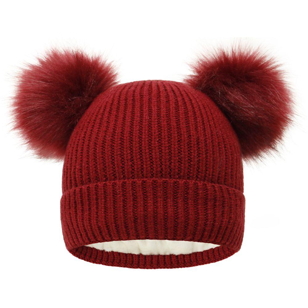 High Stretch Thick Beanie Warm Caps Women Pompom Hat Winter Hat Parent-child Hat