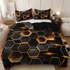 3pcs Golden Diamond Geometric Bedding Set -1 Duvet Cover 2 Pillowcases Breathable  Machine Washable - Perfect for All Seasons