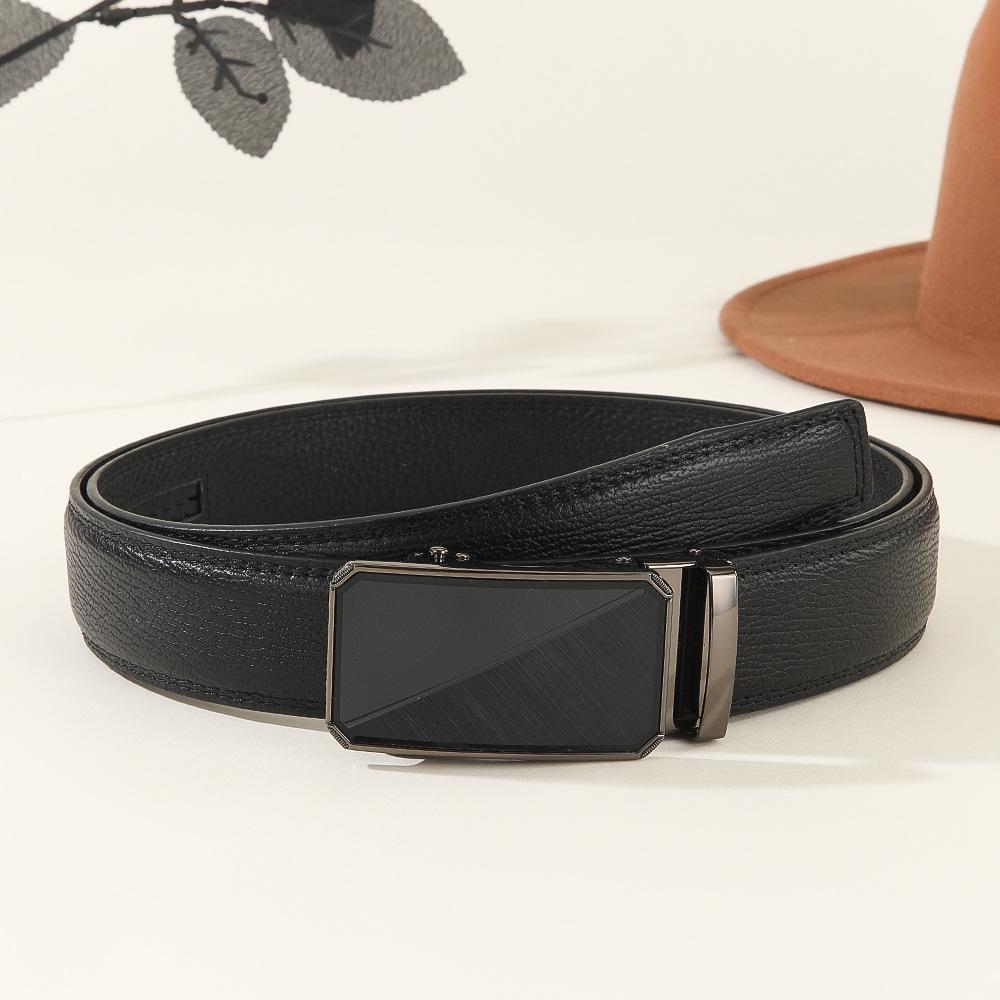 

Men s Genuine Leather Automatic Alloy Buckle Belt - Versatile 4cm Business Waistband 120 cm