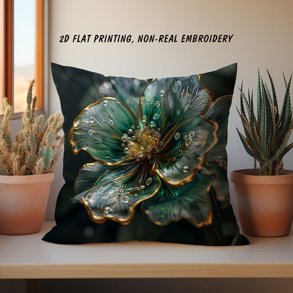 

2D flat, 1 elegant floral print peach fluff pillowcase 40x40cm/16x16inch