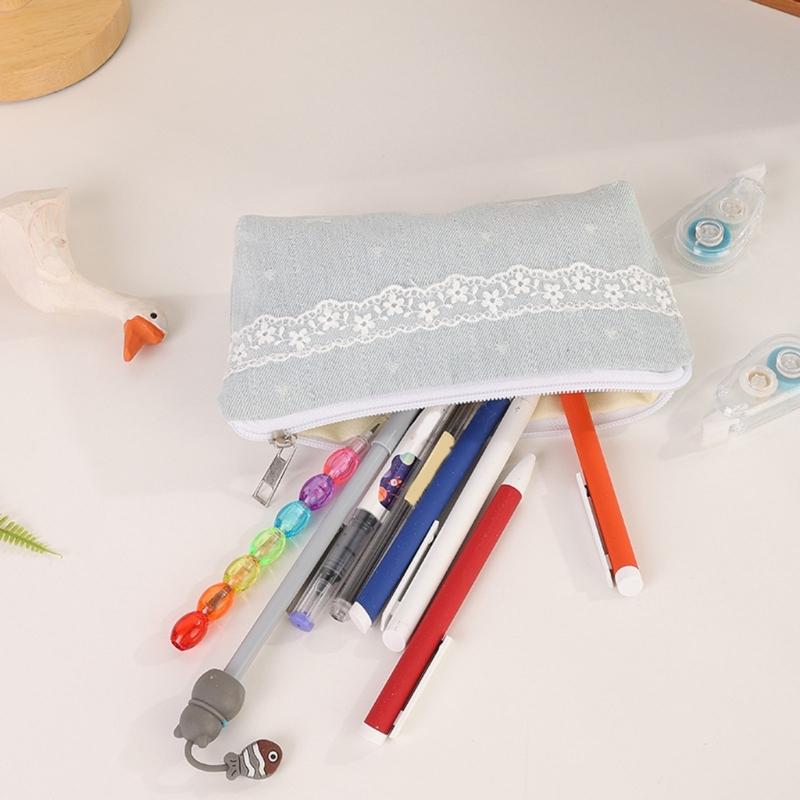 Bolsa de bolígrafos portátil Organizadores de lápices escolares Estuche de lápices con estampado floral Para borradores, marcadores, tijeras Almacenamiento