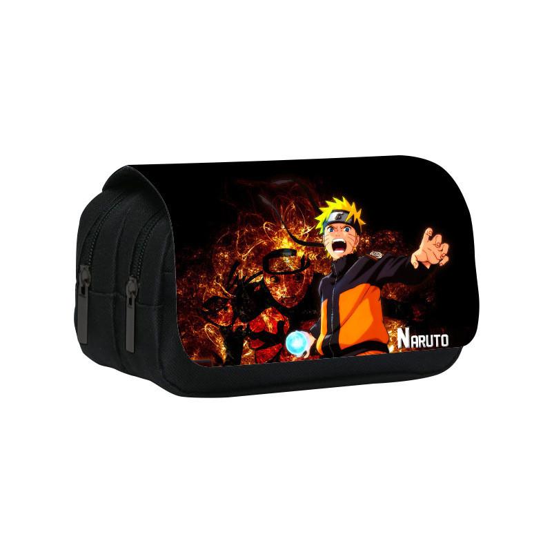 Naruto Shinobi Printed Twin Compartment Pen Pouch With Waterresistant Nylon For Students