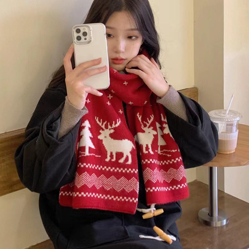 Korean Style Double-Sided Plaid Neck Warmer Scarf – Extra Long & Thick for Couples and Women