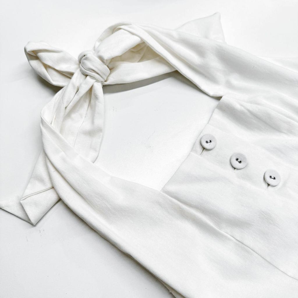 In Stock Summer Stunning Vacation Halter Backless Dress All Cotton High-End Feel Slim Fit Long Dress