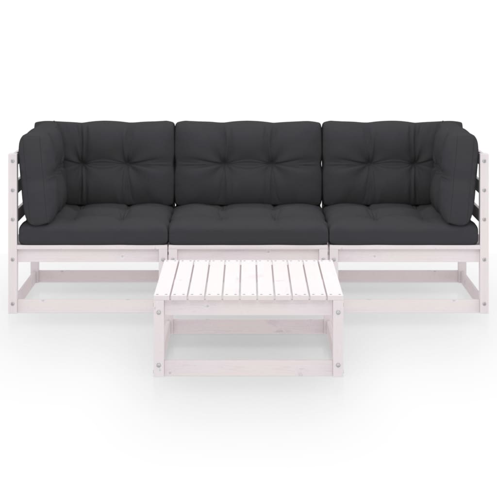 vidaXL 4-part. Garden Lounge Set with Pillows Made of Solid Pine Wood