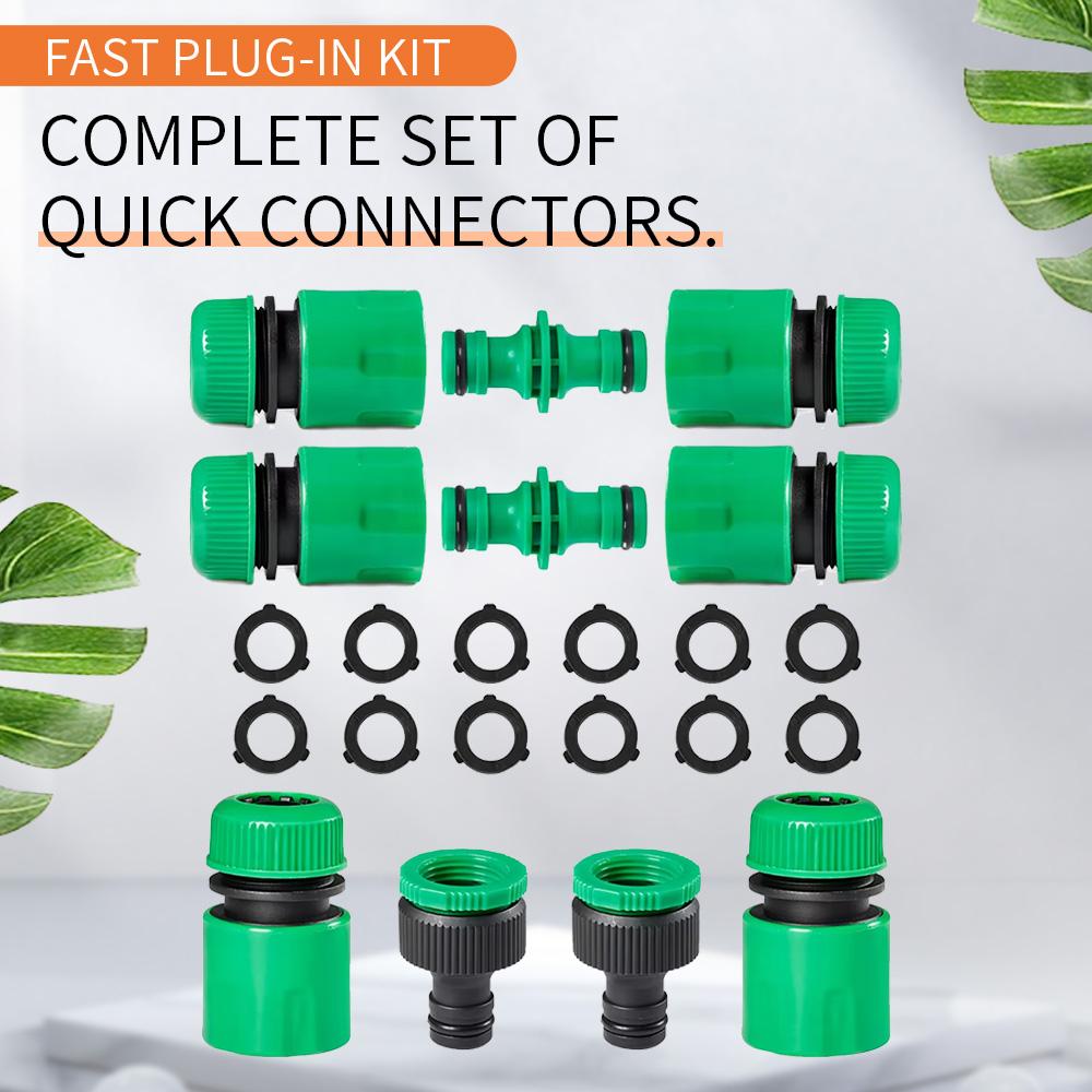 1/2" End Double Male ABS Quick Connector Garden Watering Hose Joint Adapter Extender Set for Pipe Tube