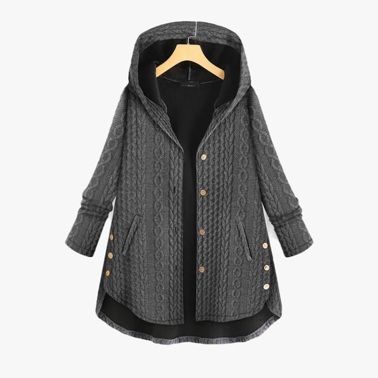 

Plus Size Women Casual Long Sleeve Hooded Coat with Button Pockets High Low XXXXXL сірий колір